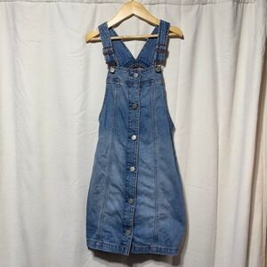 GAP Denim Overalls Dress Blue Button Front Pockets Kids Size L 10 11 Year